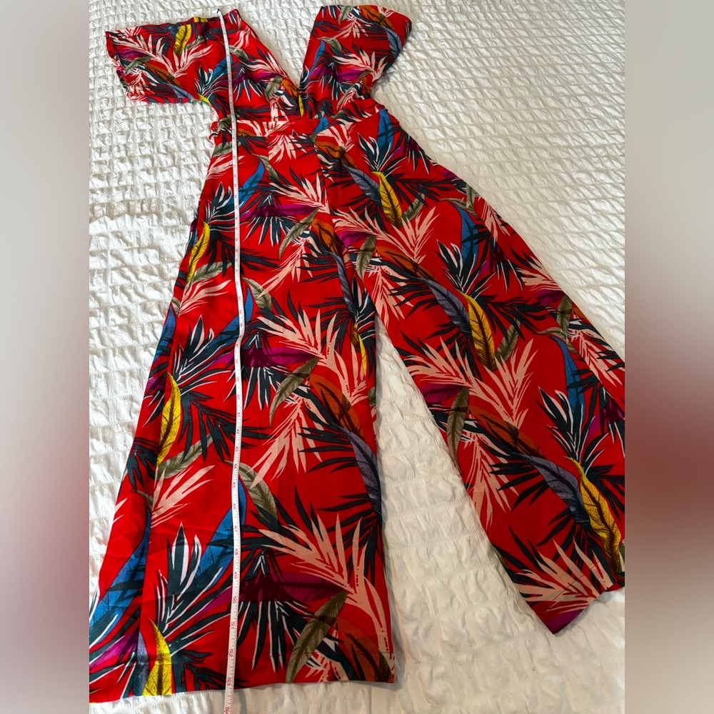 Anthropologie Red Carter Plunge Neckline Tropical‎ Jumpsuit Size XS - Picture 9 of 12